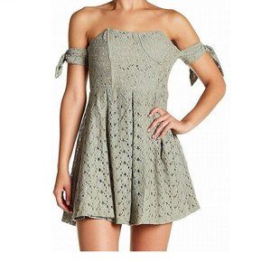 J.O.A. Lace Strapless Tie Shoulder Mini Dress - Sage (Large)